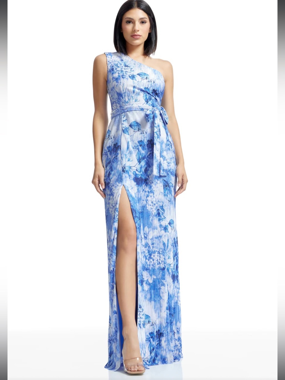 NWT Dress The Population Cerulean Bella Floral Watercolor Maxi Dress L